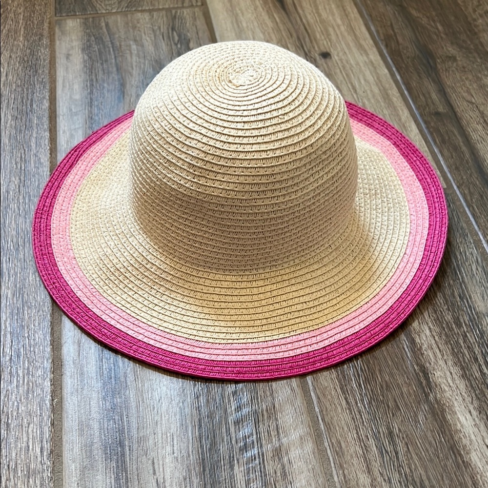 Gymboree Straw Sun Hat with Pink Trim 12-24 months